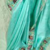Tassar Dupion Raw Silk Hand Cut Work Emboidery Saree - Image 4