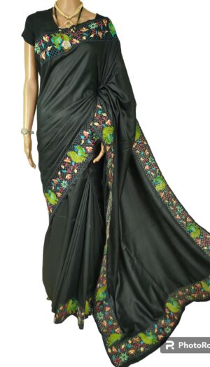 Tassar Khadi Silk Hand Cut Work Emboidery Saree