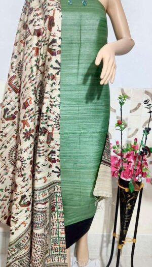 Tasar Ghicha Silk Dress Material with Bottom