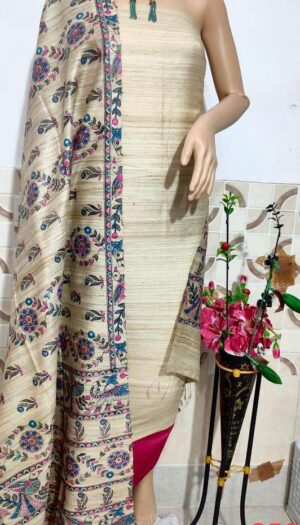Tasar Ghicha Silk Dress Material with Bottom