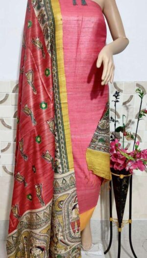 Tasar Ghicha Silk Dress Material with Bottom