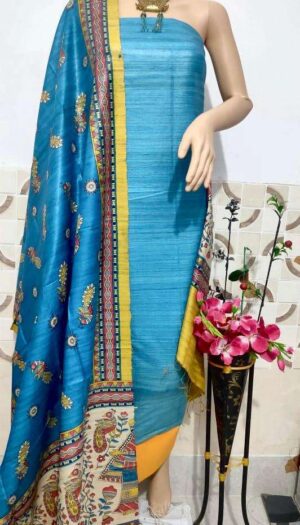 Tasar Ghicha Silk Dress Material with Bottom