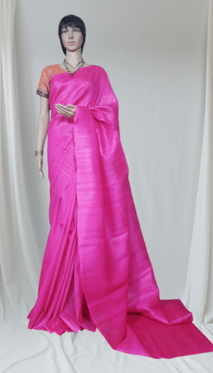 Pure Desi Tussar Silk Plan saree With blouse Piece