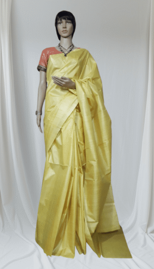 Pure Desi Tussar Silk Plan saree With blouse Piece