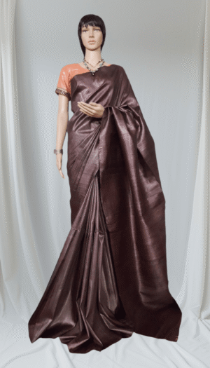 Pure Desi Tussar Silk Plan saree With blouse Piece