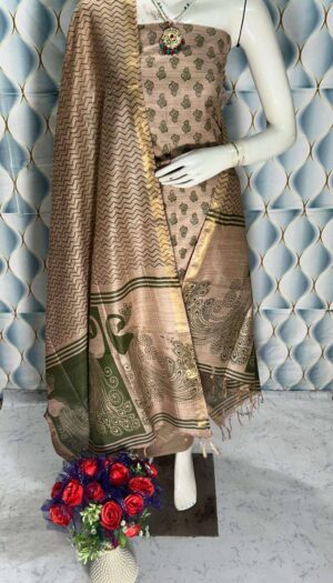 Unstiched Khadi Silk Women's wear Salwar Suit Materials with Dupatta Piece.