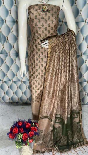 Unstiched Khadi Silk Women's wear Salwar Suit Materials with Dupatta Piece.