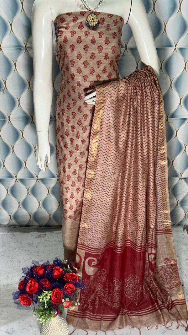 Unstiched Khadi Silk Women's wear Salwar Suit Materials with Dupatta Piece.