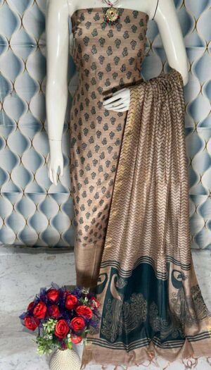 Unstiched Khadi Silk Women's wear Salwar Suit Materials with Dupatta Piece.