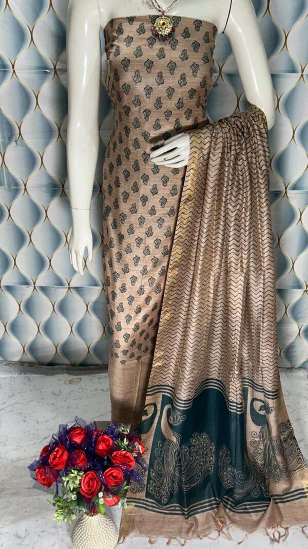 Unstiched Khadi Silk Women's wear Salwar Suit Materials with Dupatta Piece.