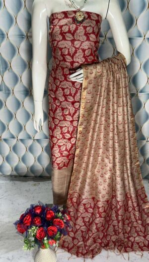 Unstiched Khadi Silk Women's wear Salwar Suit Materials with Dupatta Piece.