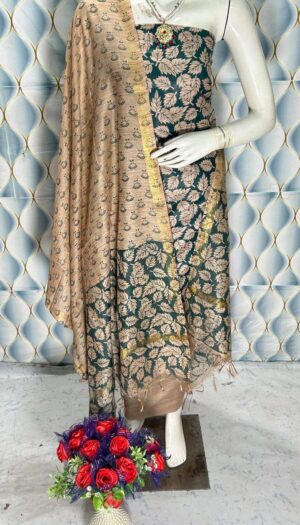 Unstiched Khadi Silk Women's wear Salwar Suit Materials with Dupatta Piece.