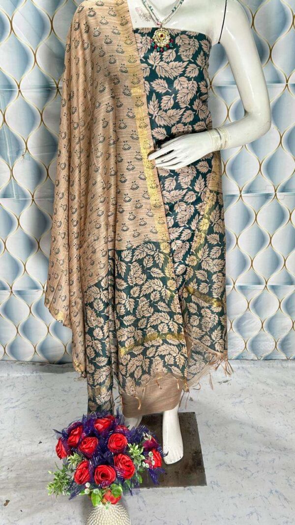 Unstiched Khadi Silk Women's wear Salwar Suit Materials with Dupatta Piece.