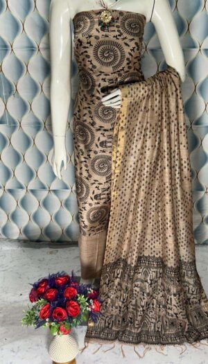 Unstiched Khadi Silk Women's wear Salwar Suit Materials with Dupatta Piece.