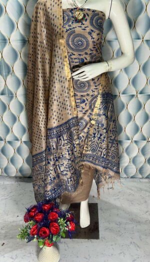 Unstiched Khadi Silk Women's wear Salwar Suit Materials with Dupatta Piece.