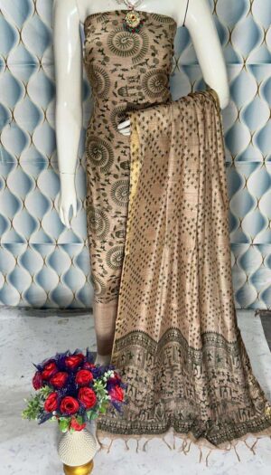 Unstiched Khadi Silk Women's wear Salwar Suit Materials with Dupatta Piece.