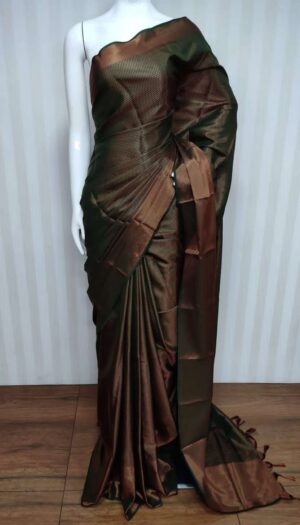 Khadi Tissue Silk  Weavon Copper Border Bhagalpuri  Saree With Unstiched Blouse Piece