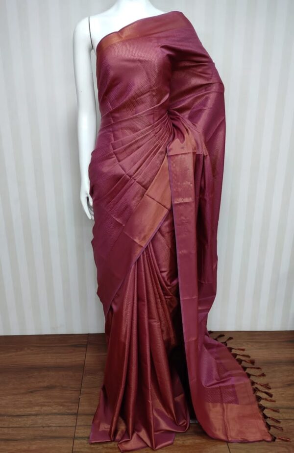 Khadi Tissue Silk  Weavon Copper Border Bhagalpuri  Saree With Unstiched Blouse Piece