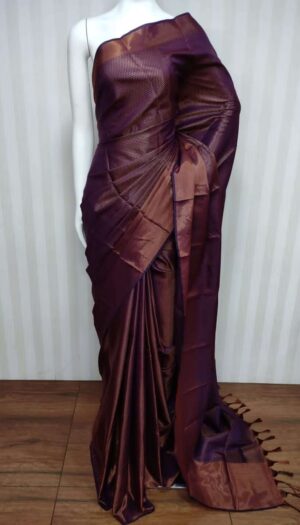 Khadi Tissue Silk  Weavon Copper Border Bhagalpuri  Saree With Unstiched Blouse Piece