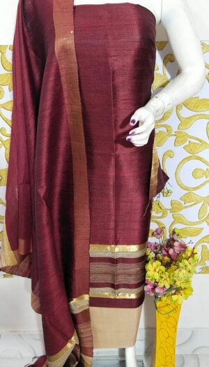 Raw Silk Salwar Set with Matching Dupatta (Unstitched)