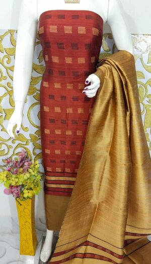 Raw Silk Salwar Set with Matching Dupatta (Unstitched)