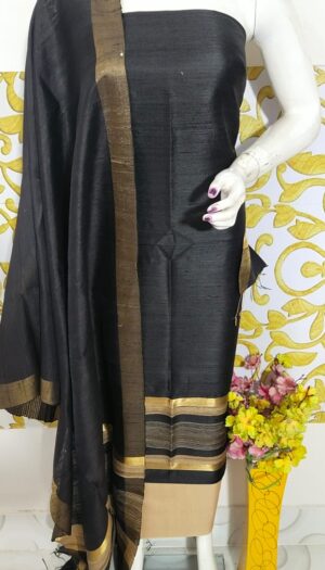 Raw Silk Salwar Set with Matching Dupatta (Unstitched)