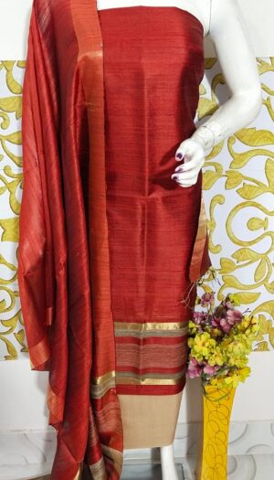 Raw Silk Salwar Set with Matching Dupatta (Unstitched)