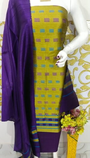 Raw Silk Salwar Set with Matching Dupatta (Unstitched)