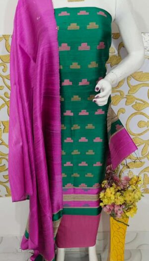 Raw Silk Salwar Set with Matching Dupatta (Unstitched)