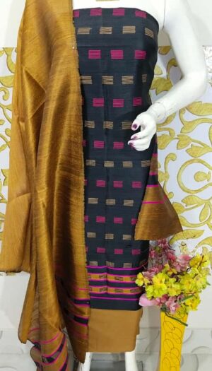 Raw Silk Salwar Set with Matching Dupatta (Unstitched)