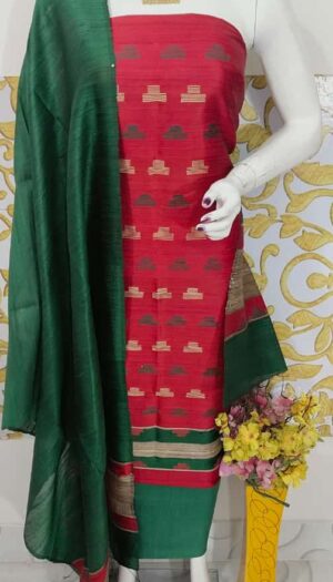 Raw Silk Salwar Set with Matching Dupatta (Unstitched)