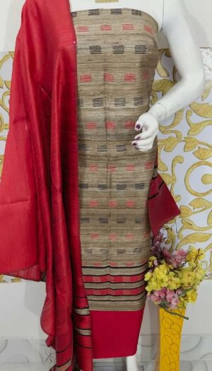 Raw Silk Salwar Set with Matching Dupatta (Unstitched)